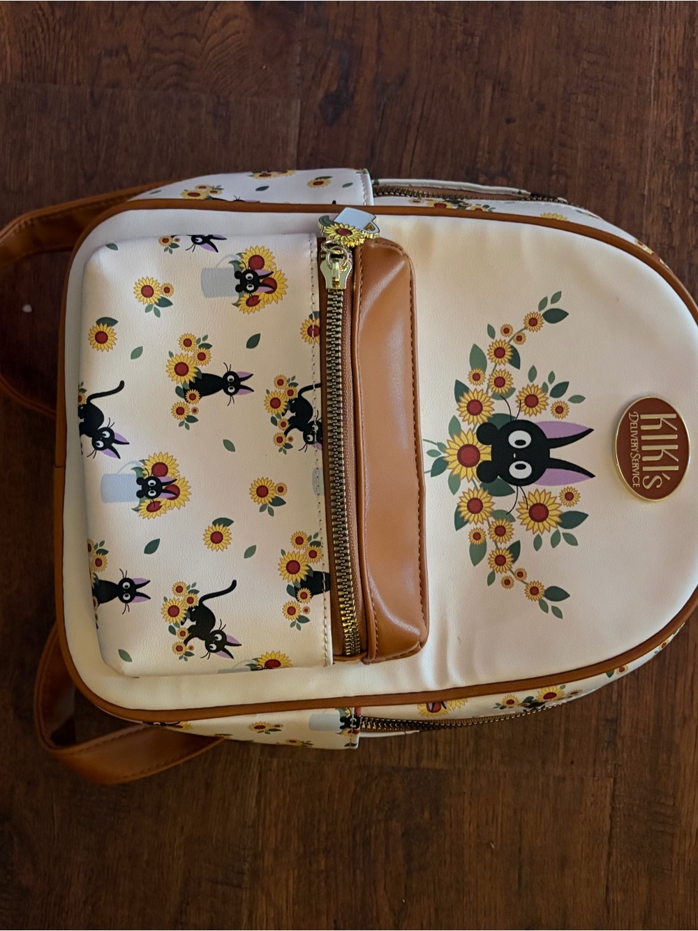 Kiki's Delivery Service Cream Floral Cat Print Mini Backpack